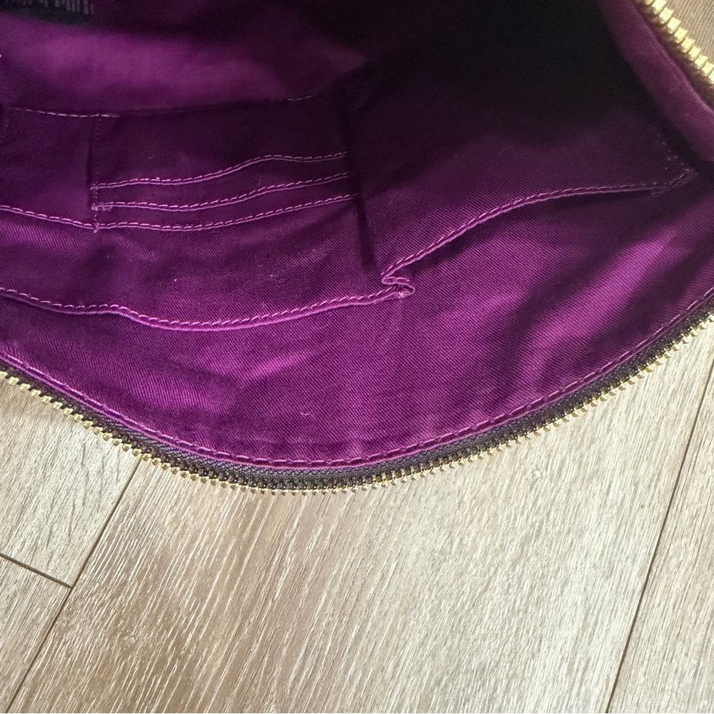 Fossil Erin Canvas and Leather Top Zip Crossbody Handbag Adjustable Pink Brown - Picture 8 of 15